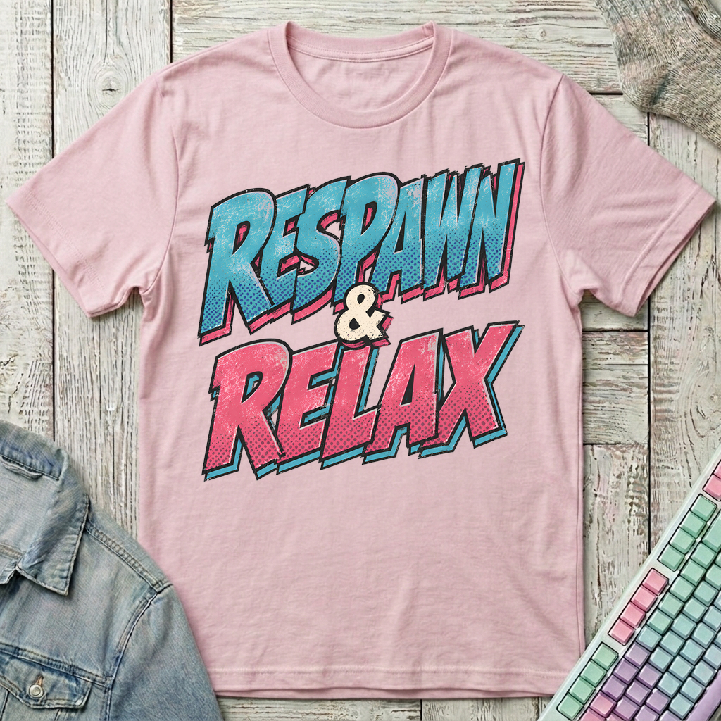 Respawn & Relax Typography T-Shirt - Respawn & Relax Typography_light_pink