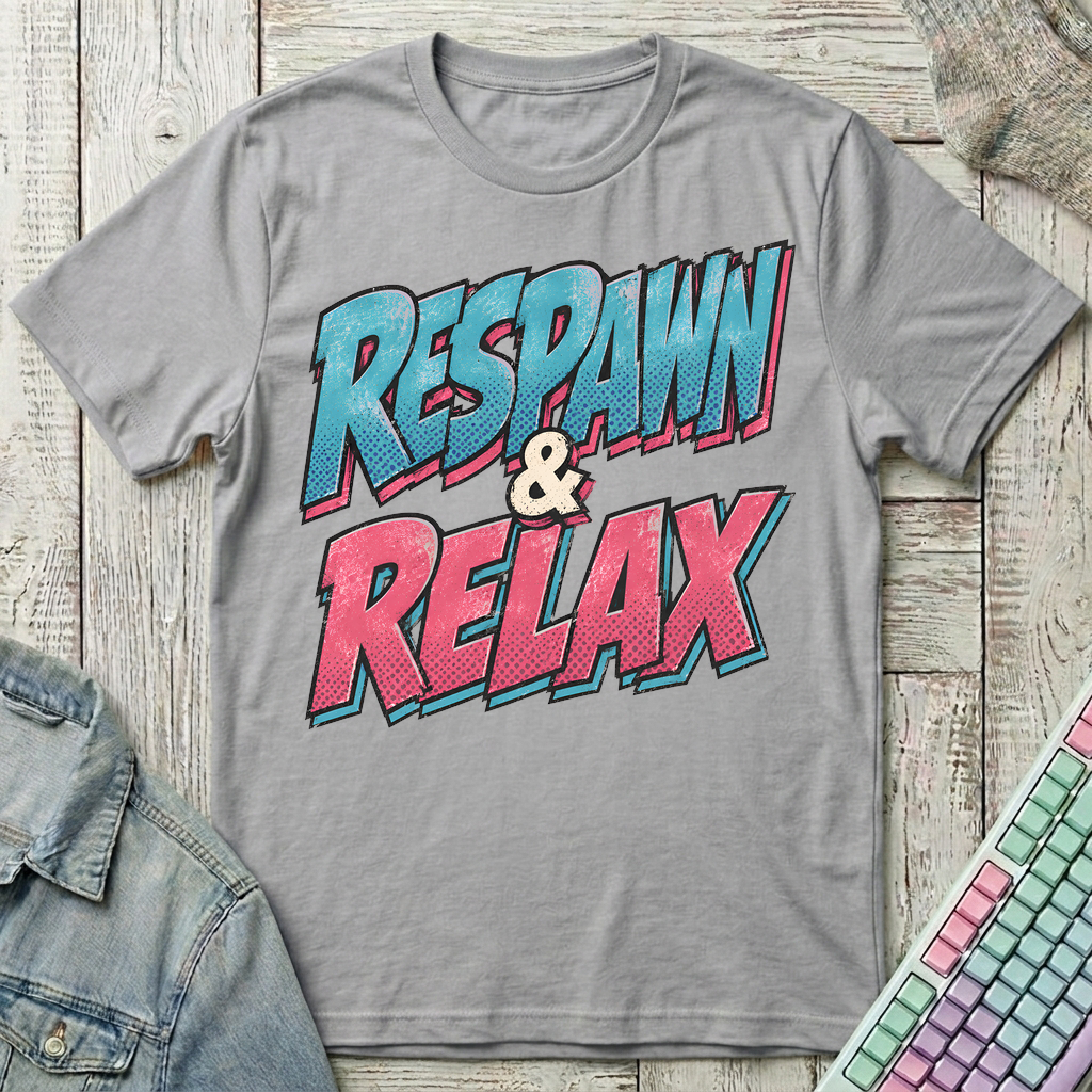 Respawn & Relax Typography T-Shirt - Respawn & Relax Typography_sport_grey
