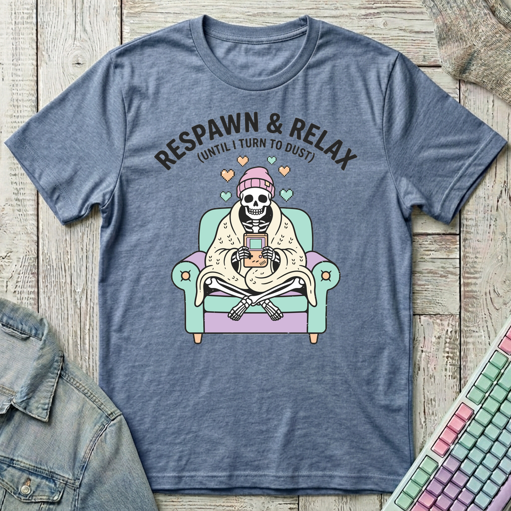 Respawn & Relax T-Shirt - Respawn & Relax_heather_indigo