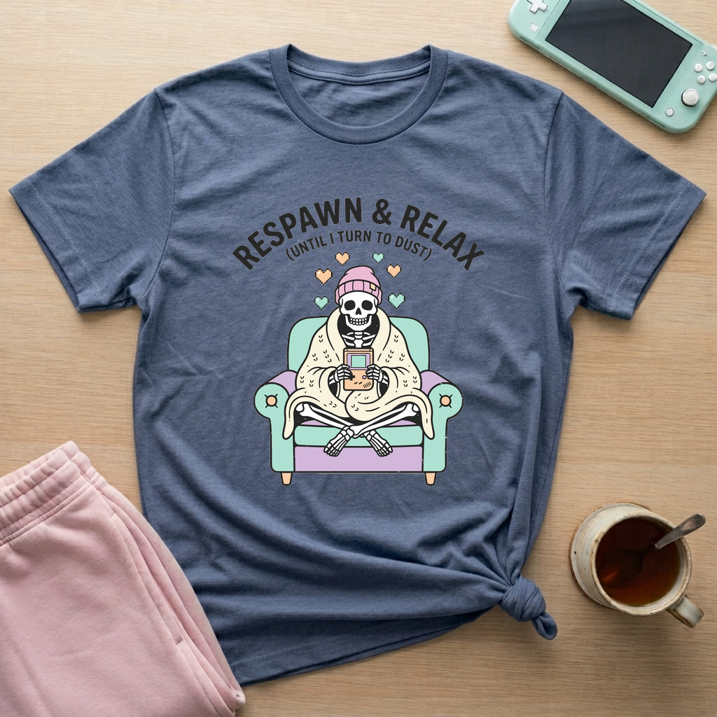 Respawn & Relax T-Shirt - Respawn & Relax_heather_indigo