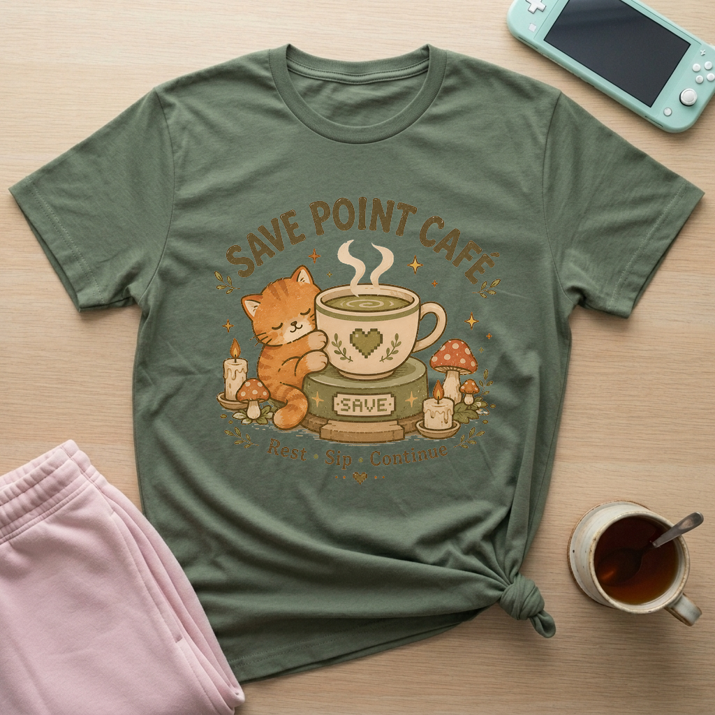 Save Point Cafe T-Shirt - Save Point Cafe_military_green