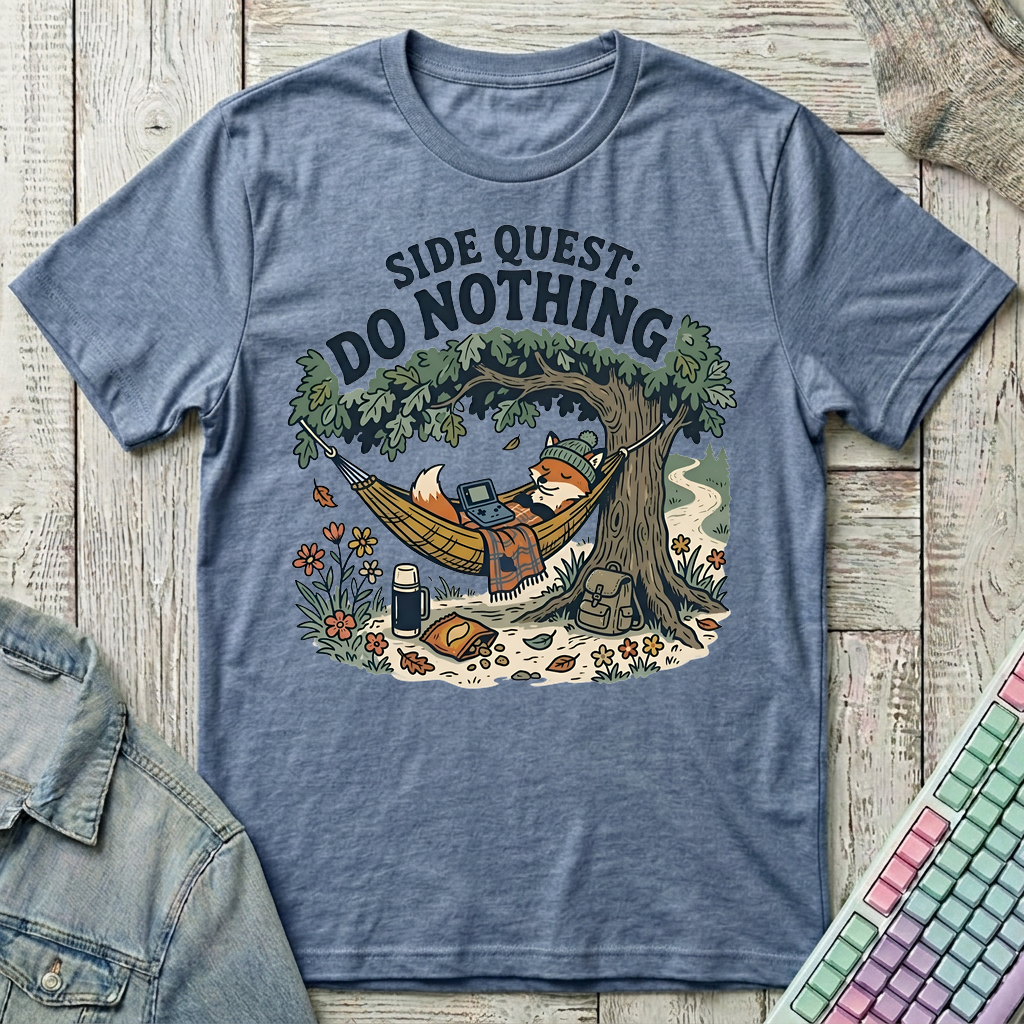 Side Quest Do Nothing T-Shirt - Side Quest Do Nothing_heather_indigo