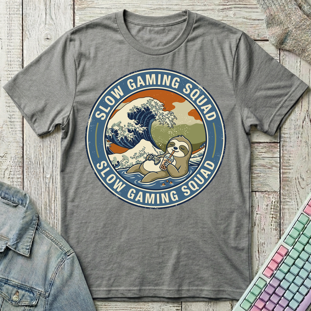 Slow Gaming Sloth T-Shirt - Slow Gaming Sloth_graphite_heather