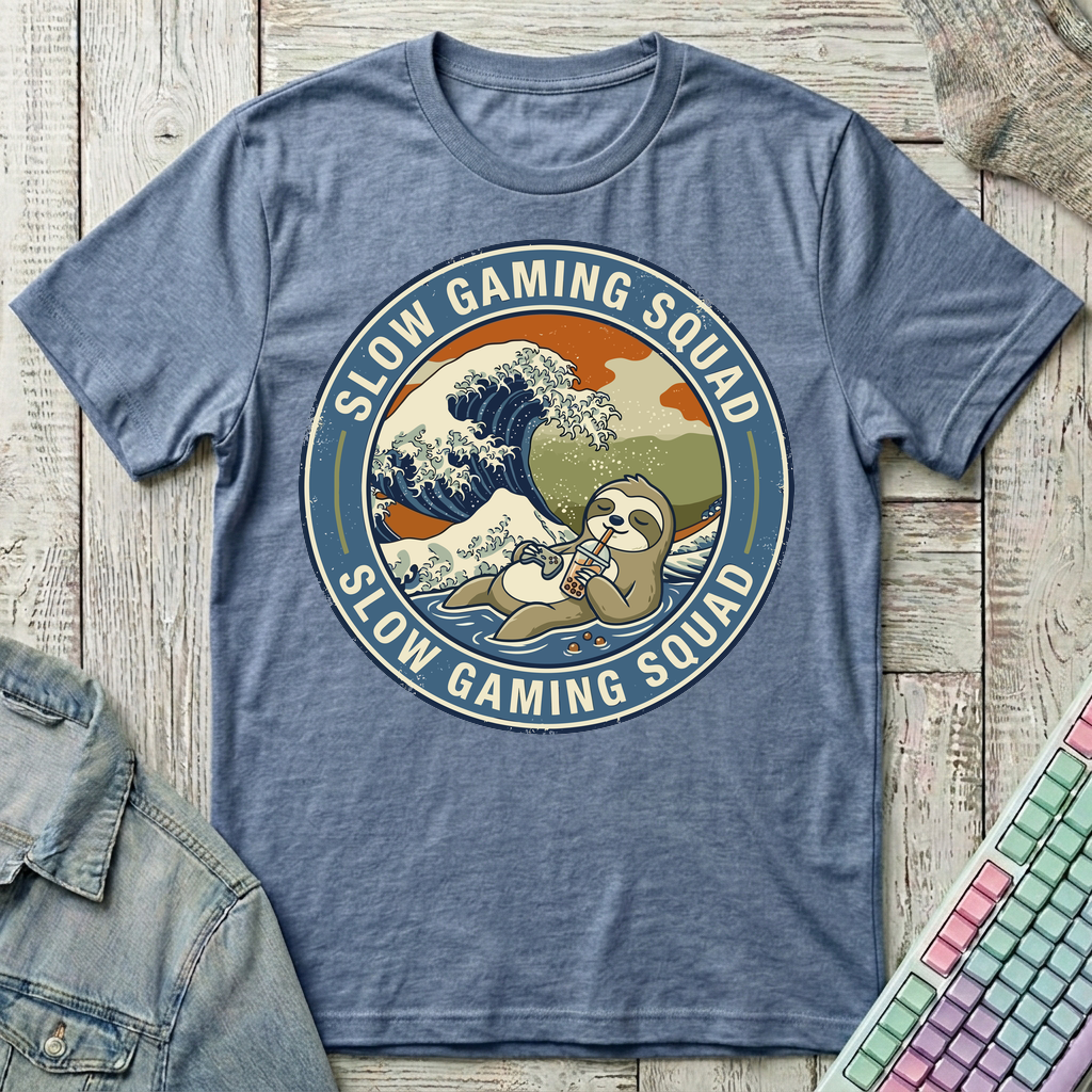 Slow Gaming Sloth T-Shirt - Slow Gaming Sloth_heather_indigo