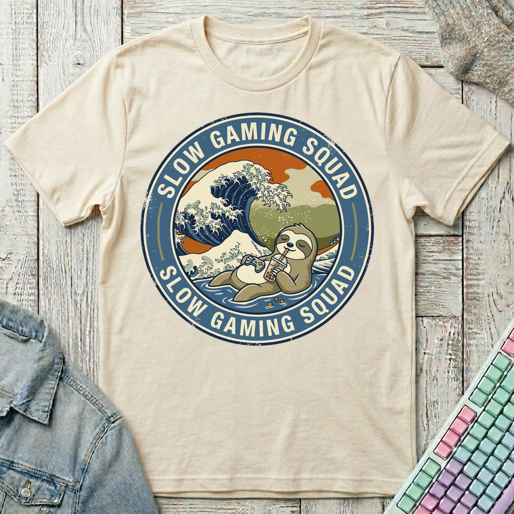 Slow Gaming Sloth T-Shirt - Slow Gaming Sloth_natural