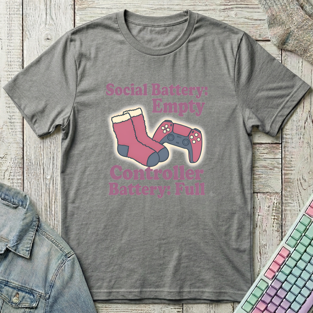 Social Battery Empty T-Shirt - Social Battery Empty_graphite_heather