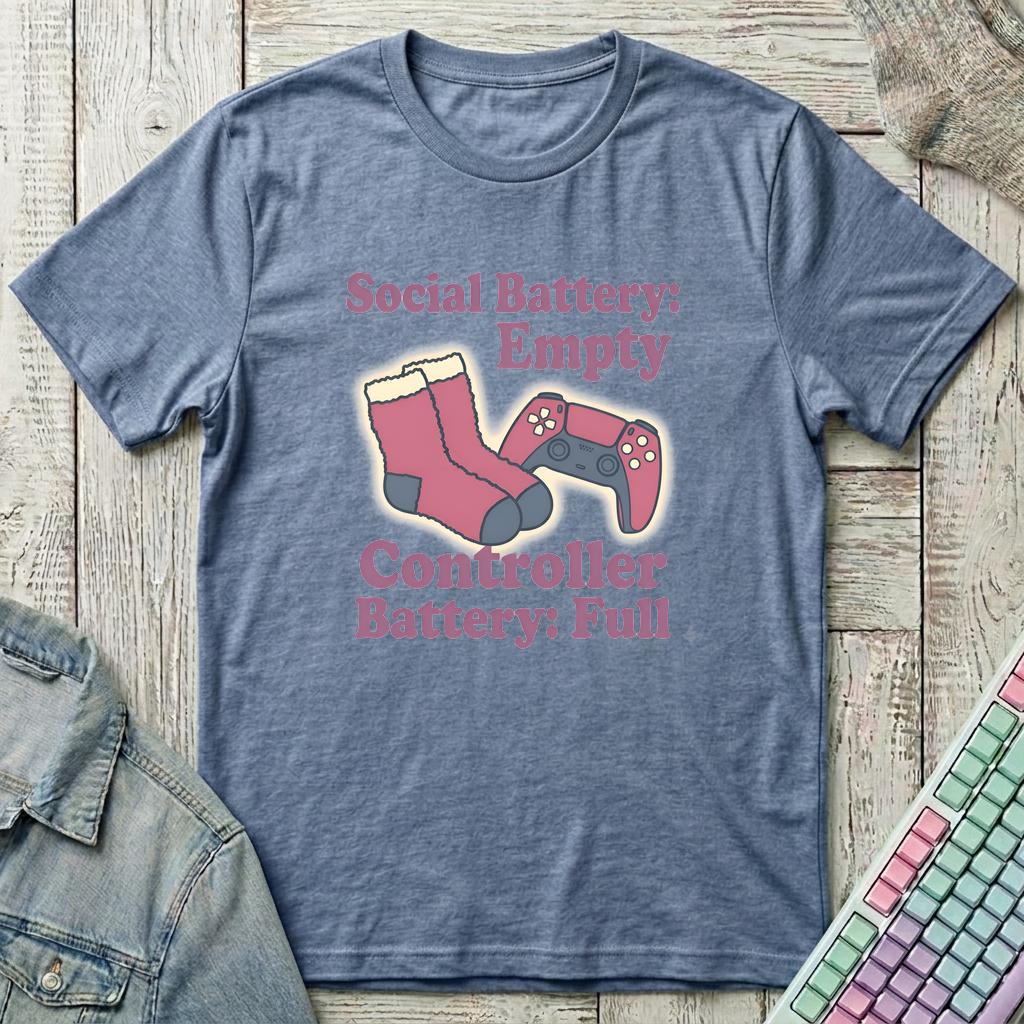 Social Battery Empty T-Shirt - Social Battery Empty_heather_indigo