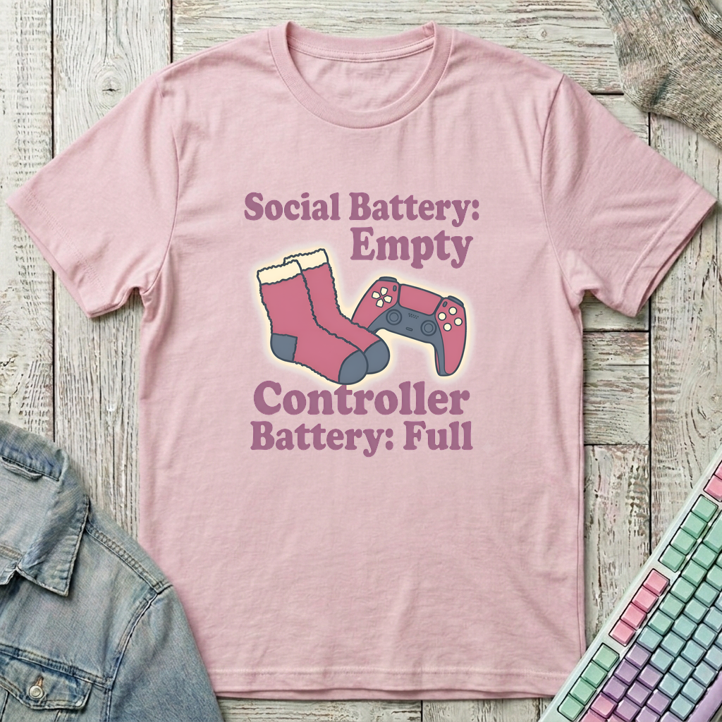 Social Battery Empty T-Shirt - Social Battery Empty_light_pink