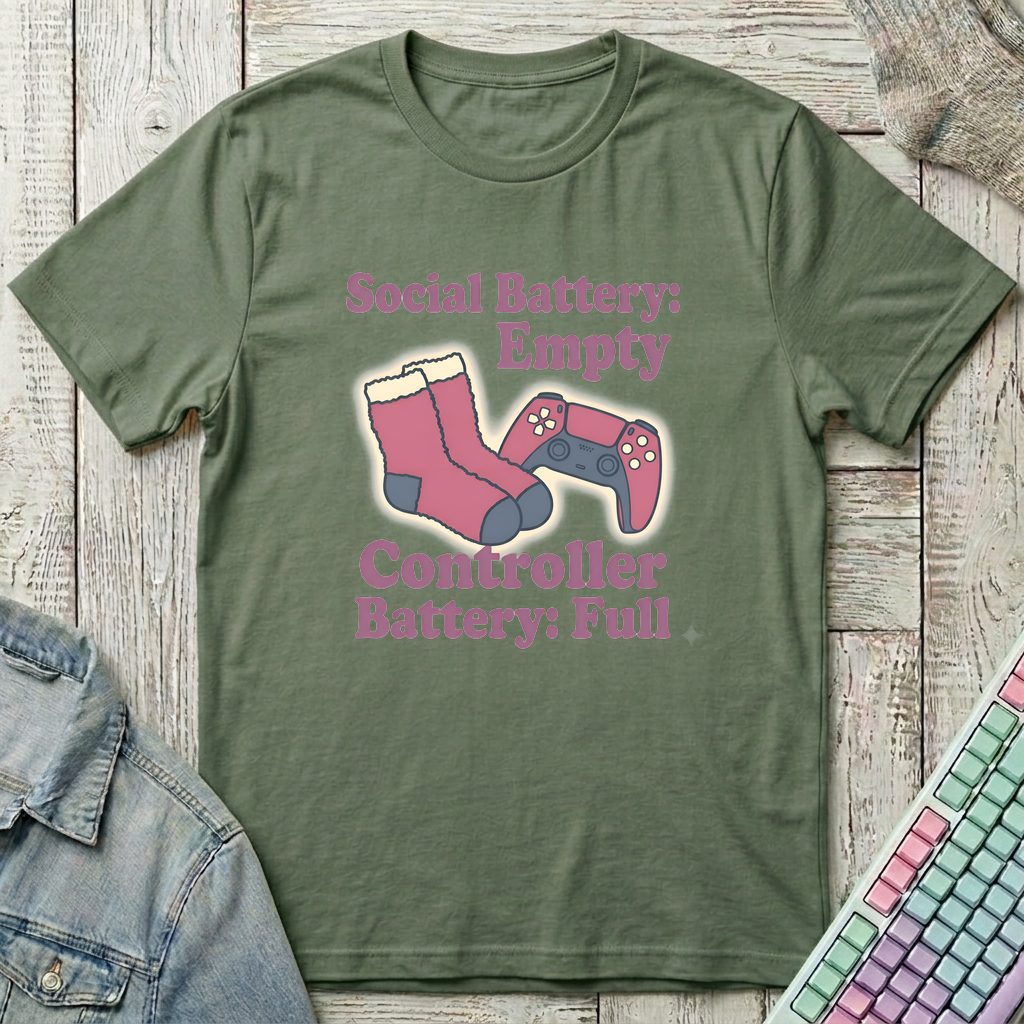 Social Battery Empty T-Shirt - Social Battery Empty_military_green