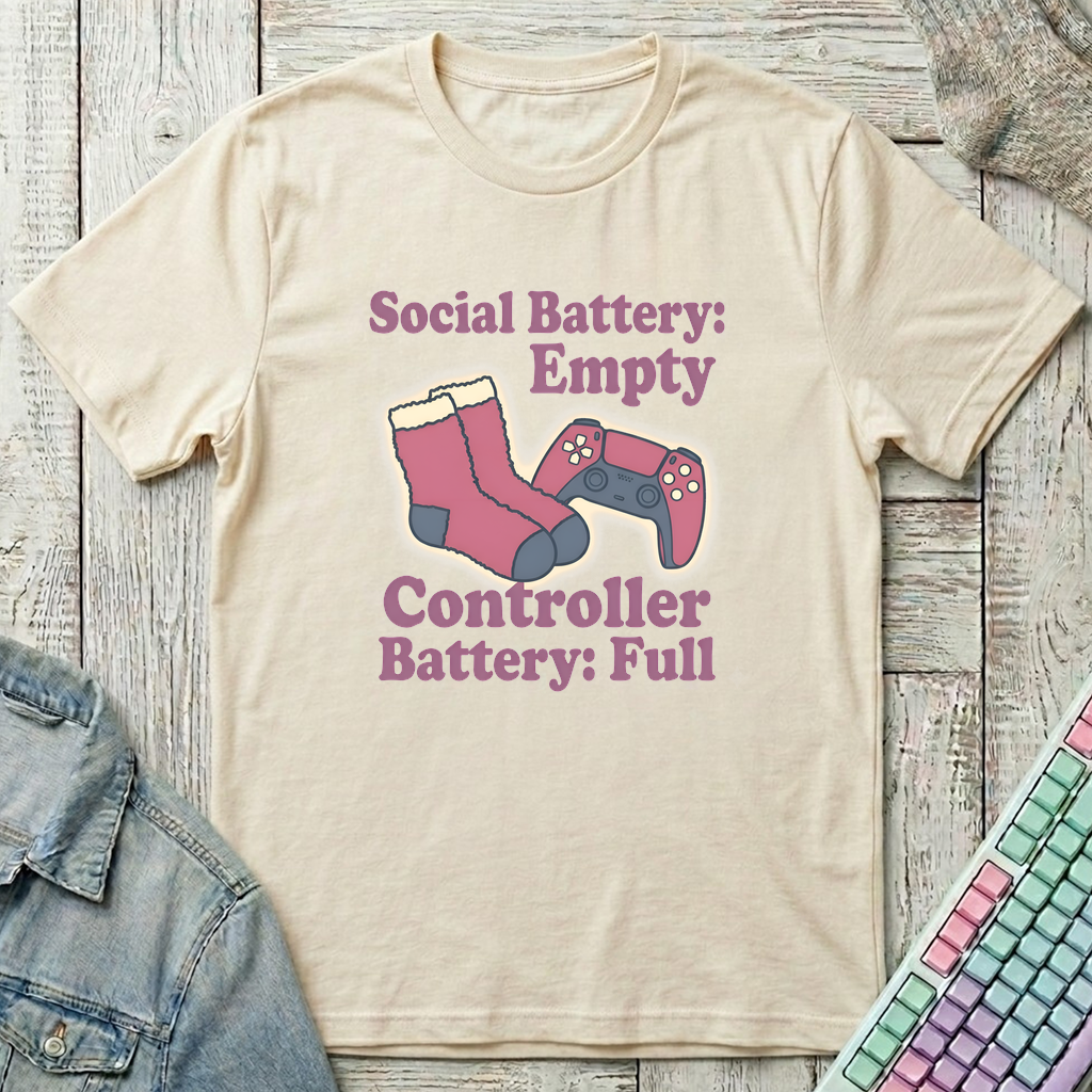 Social Battery Empty T-Shirt - Social Battery Empty_natural