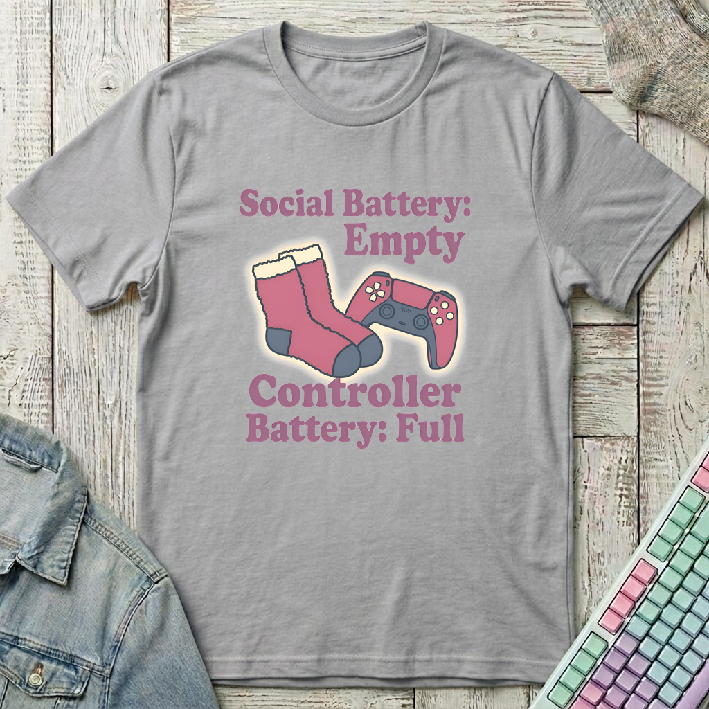 Social Battery Empty T-Shirt - Social Battery Empty_sport_grey