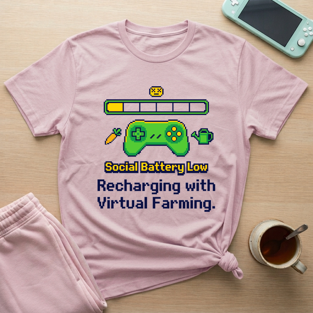 Social Battery Low T-Shirt - Social Battery Low_light_pink