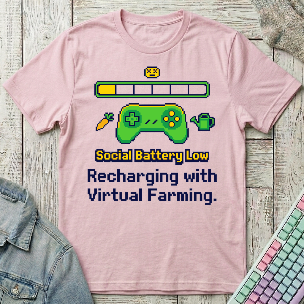 Social Battery Low T-Shirt - Social Battery Low_light_pink