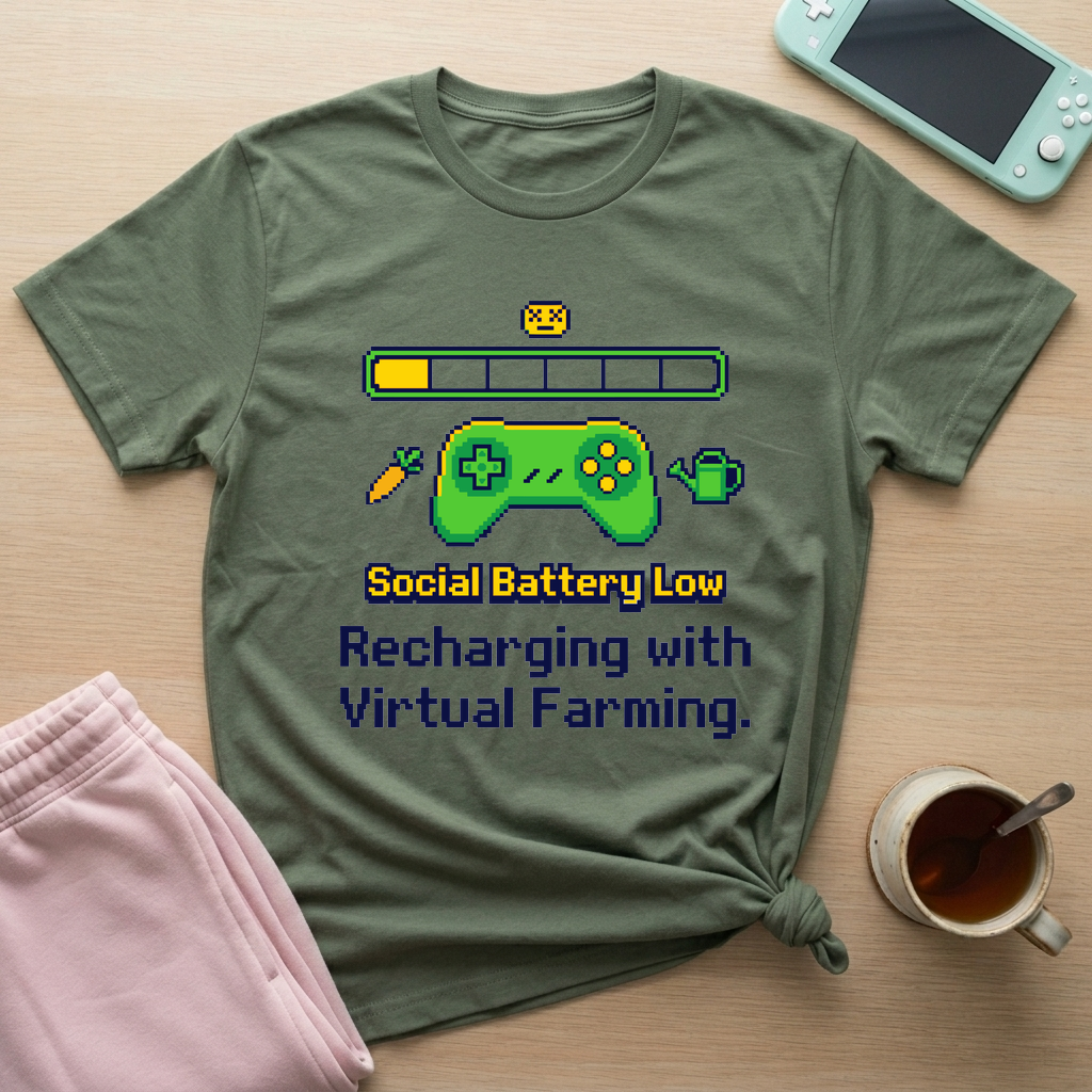 Social Battery Low T-Shirt - Social Battery Low_military_green