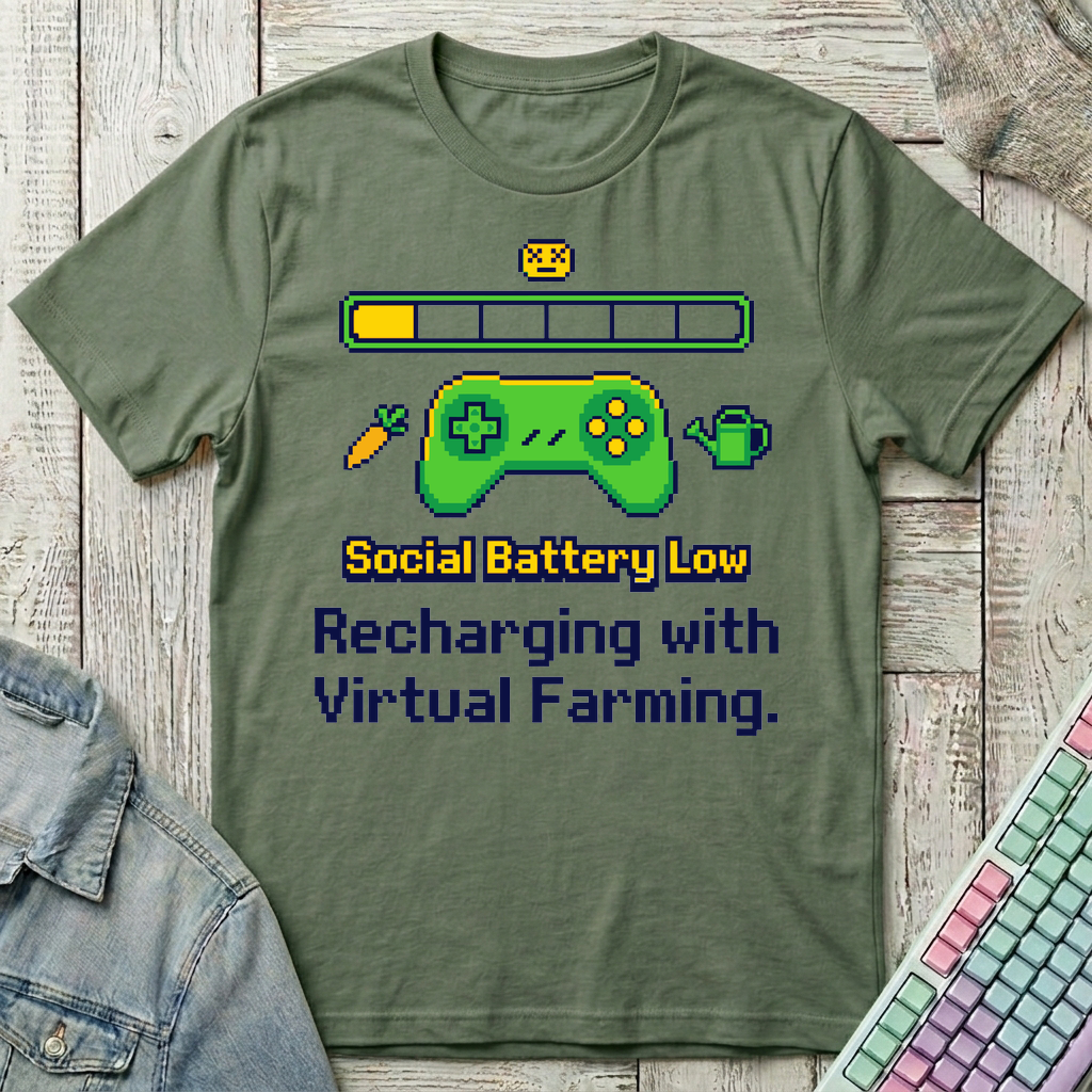 Social Battery Low T-Shirt - Social Battery Low_military_green