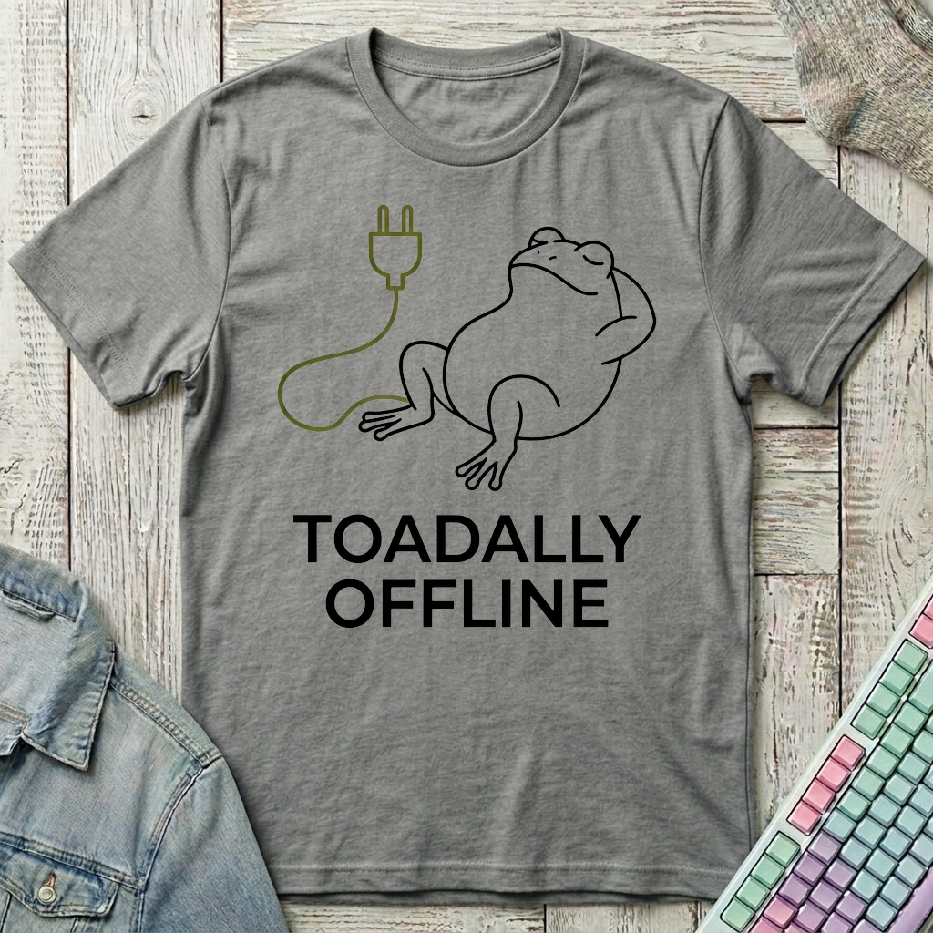 Toadally Offline Line Art T-Shirt - Toadally Offline Line Art_graphite_heather
