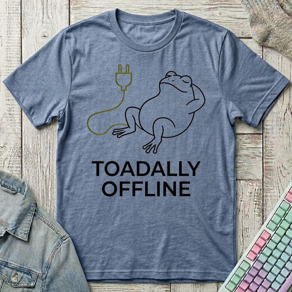 Toadally Offline Line Art T-Shirt - Toadally Offline Line Art_heather_indigo