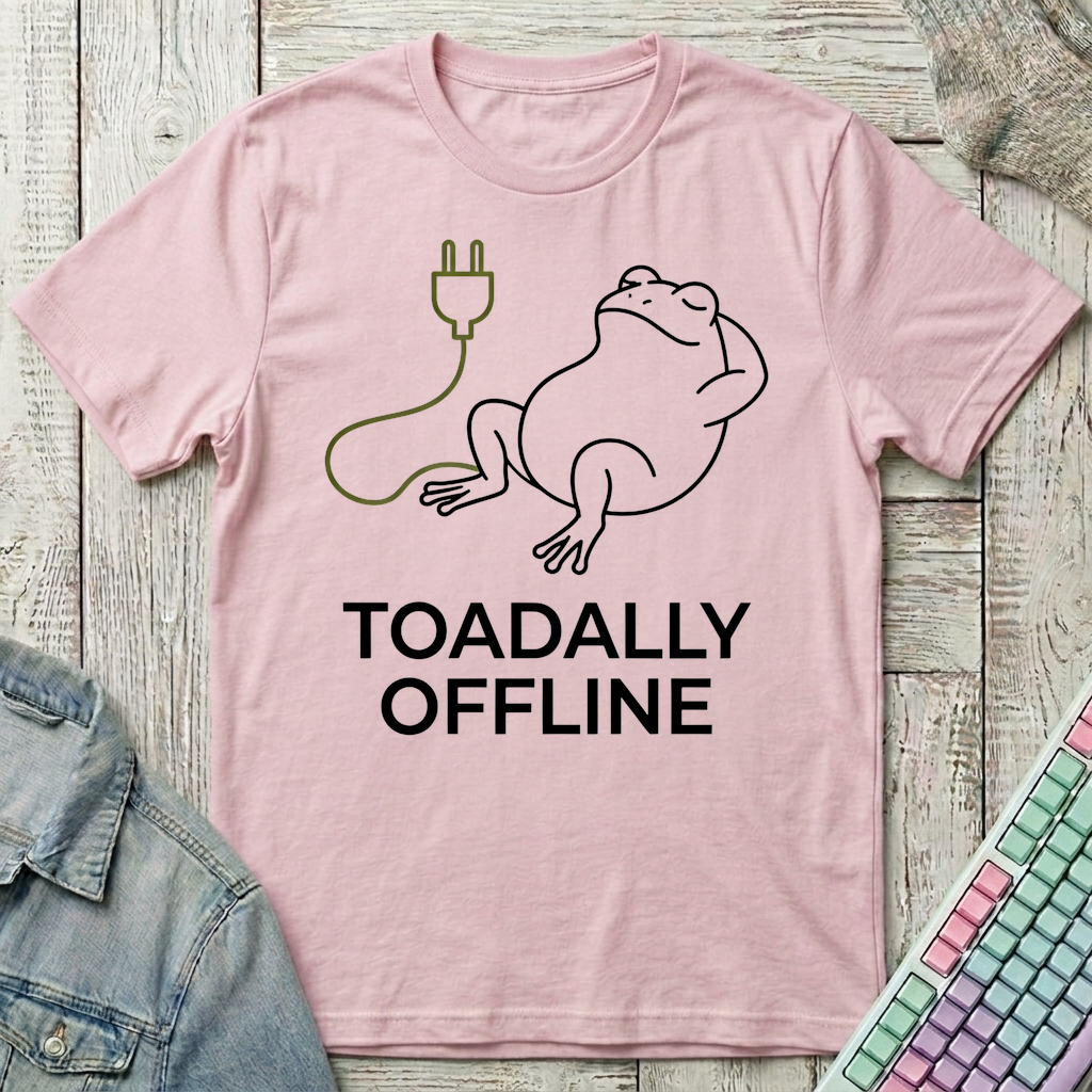 Toadally Offline Line Art T-Shirt - Toadally Offline Line Art_light_pink