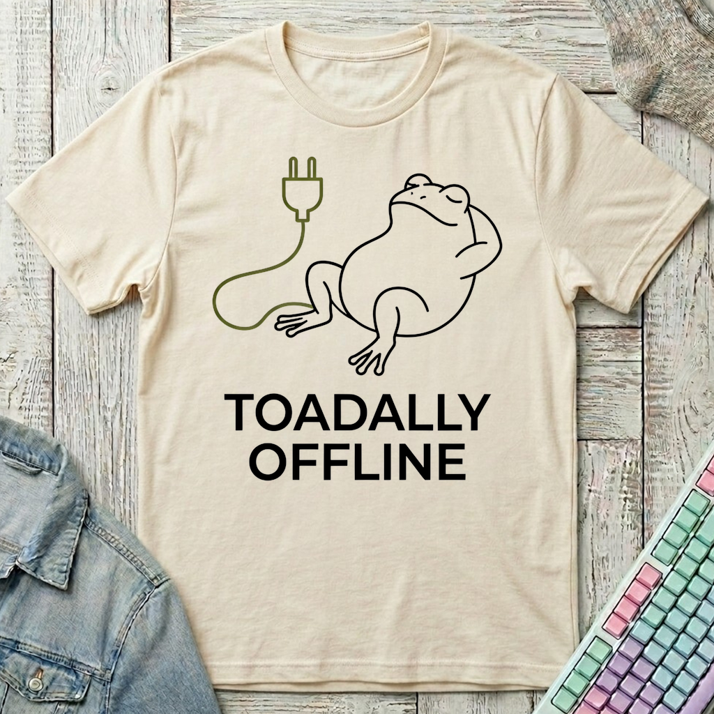 Toadally Offline Line Art T-Shirt - Toadally Offline Line Art_natural