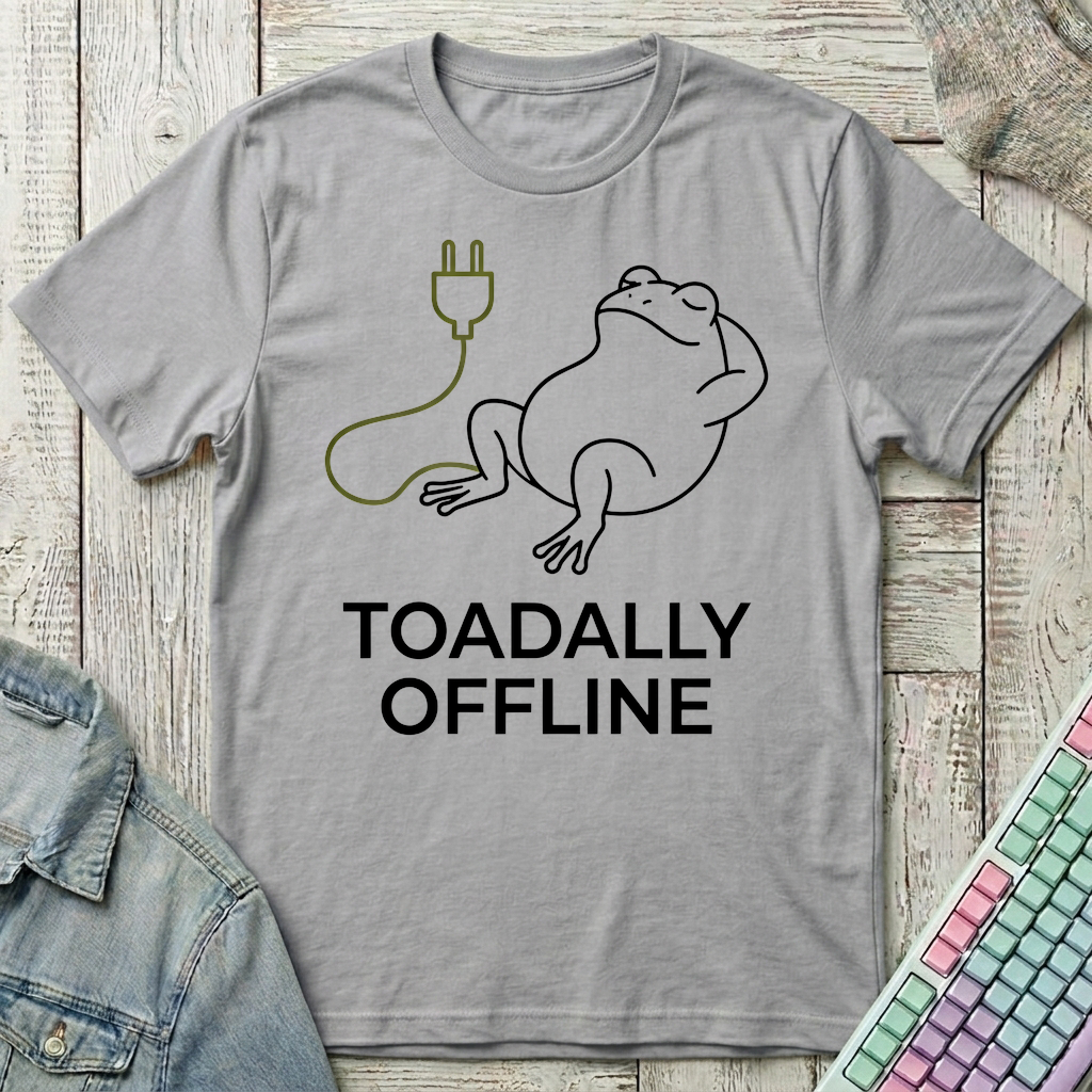 Toadally Offline Line Art T-Shirt - Toadally Offline Line Art_sport_grey