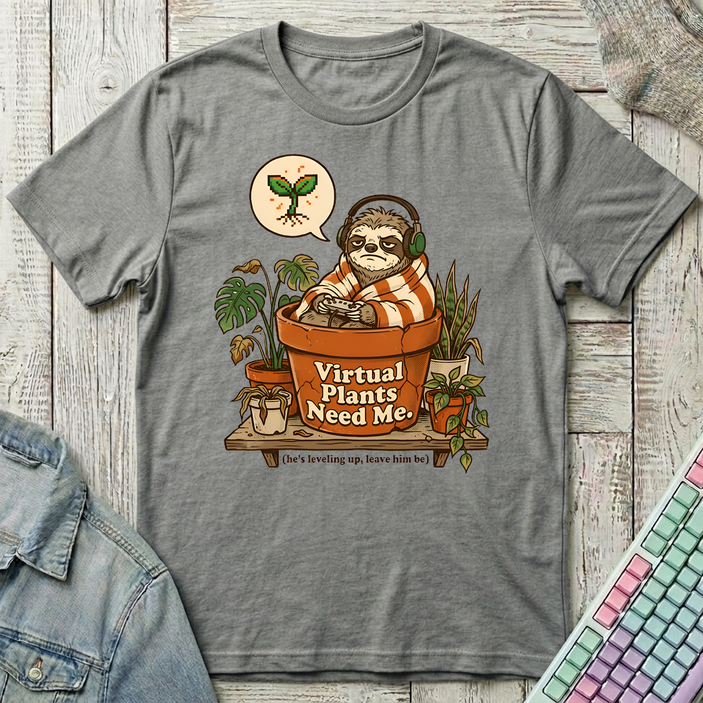 Virtual Plant Dad T-Shirt - Virtual Plant Dad_graphite_heather