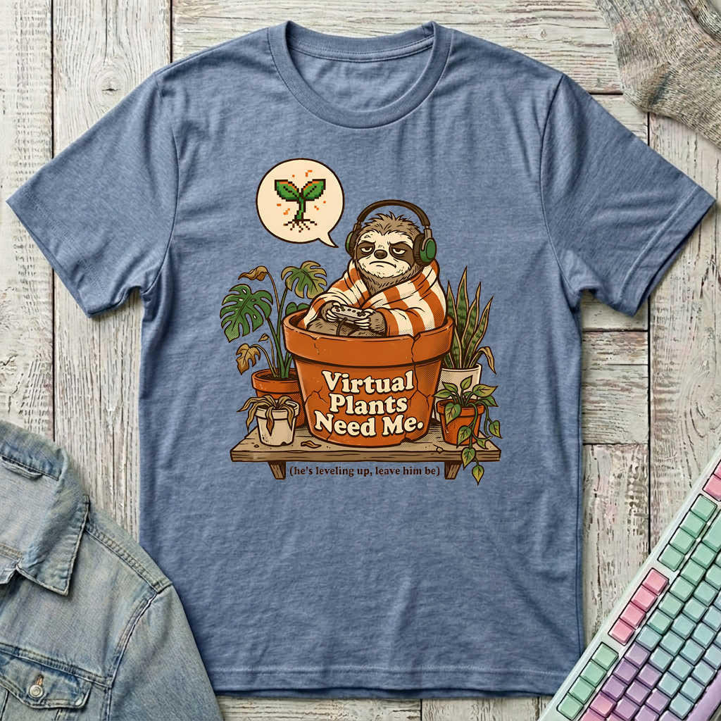 Virtual Plant Dad T-Shirt - Virtual Plant Dad_heather_indigo