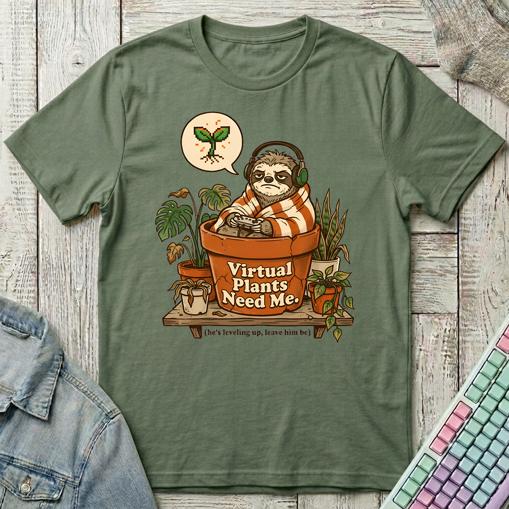 Virtual Plant Dad T-Shirt - Virtual Plant Dad_military_green