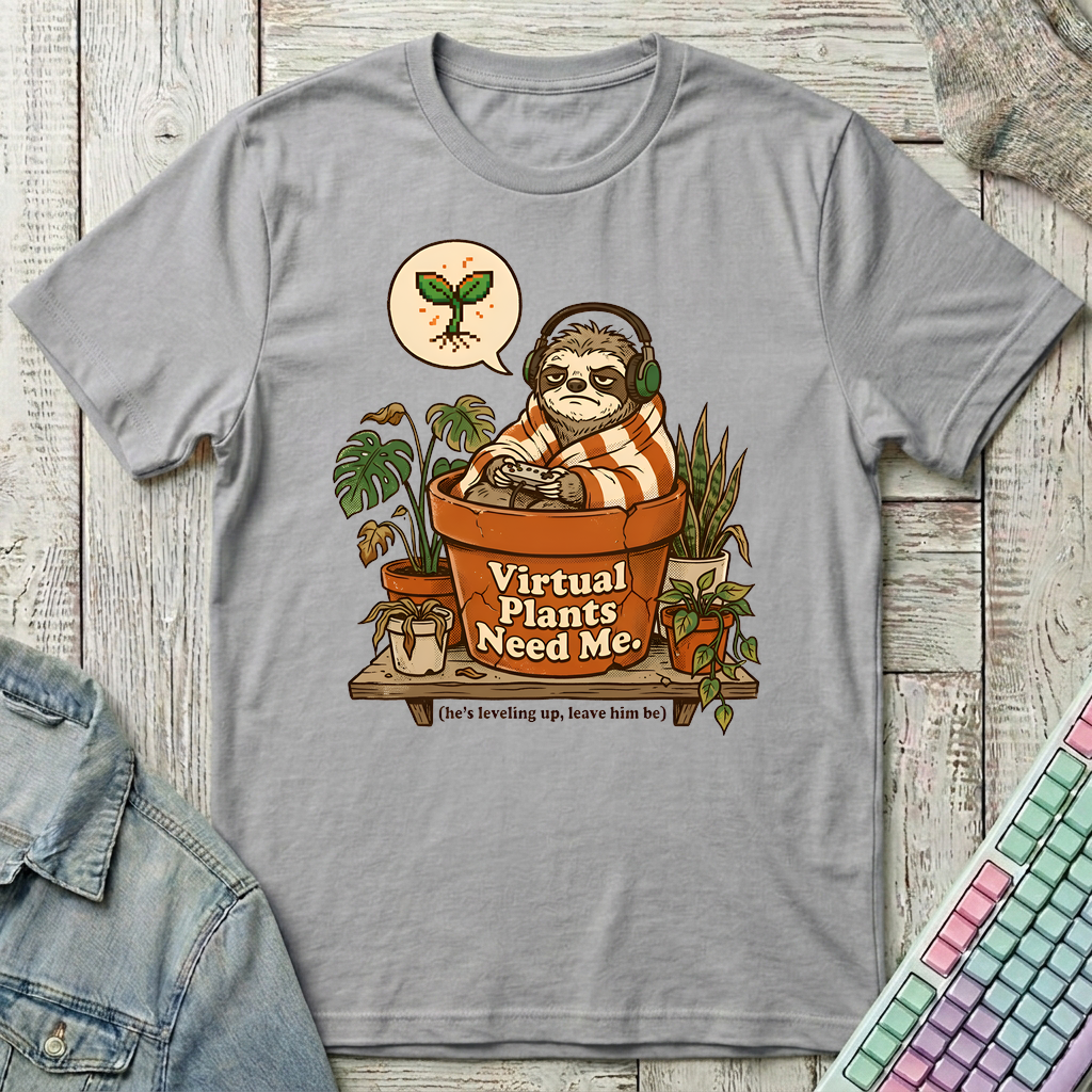 Virtual Plant Dad T-Shirt - Virtual Plant Dad_sport_grey