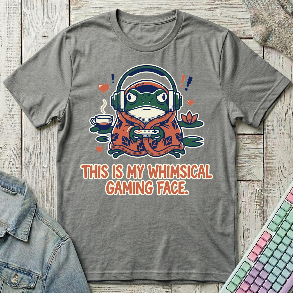 Whimsical Gaming Frog T-Shirt - Whimsical Gaming Frog_graphite_heather