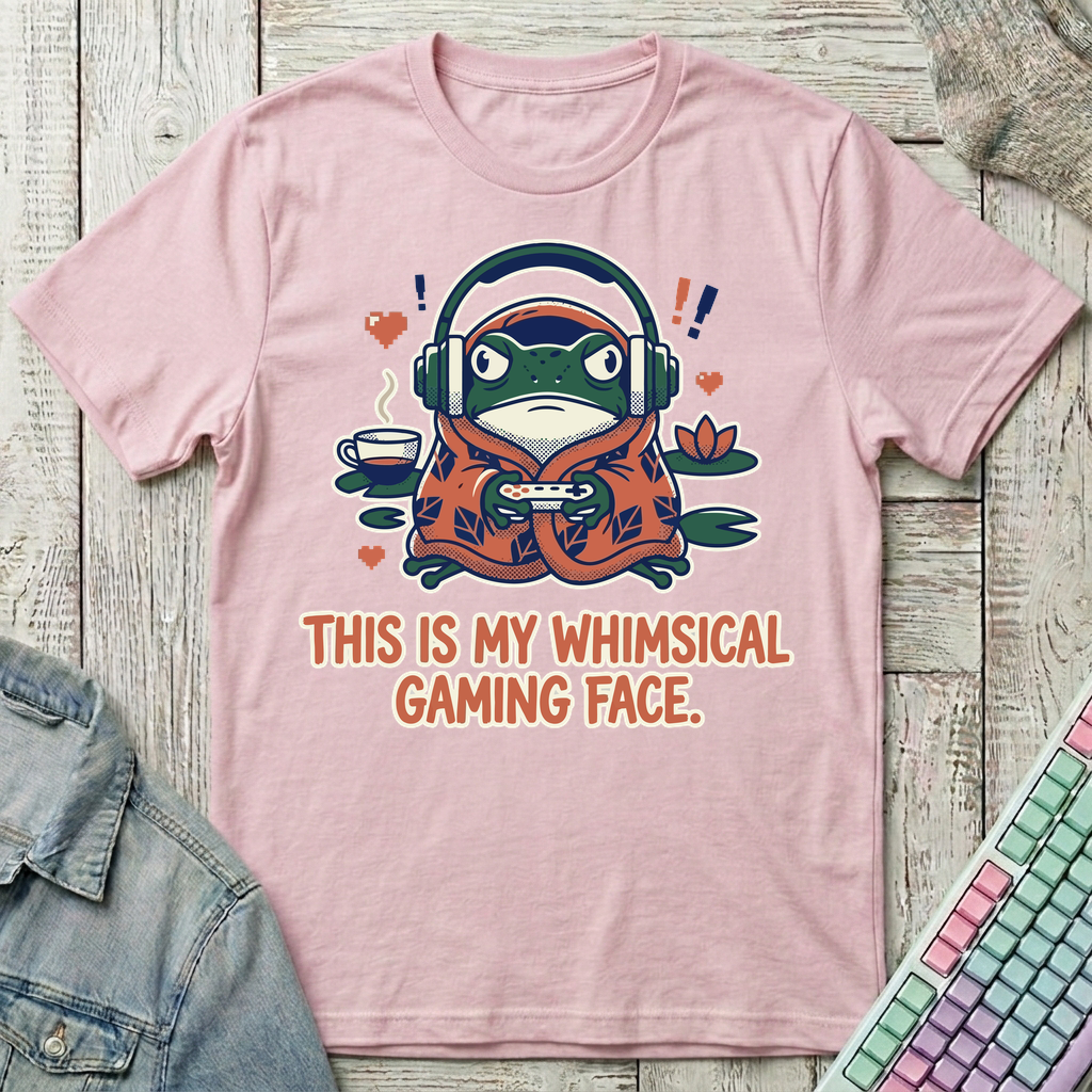 Whimsical Gaming Frog T-Shirt - Whimsical Gaming Frog_light_pink