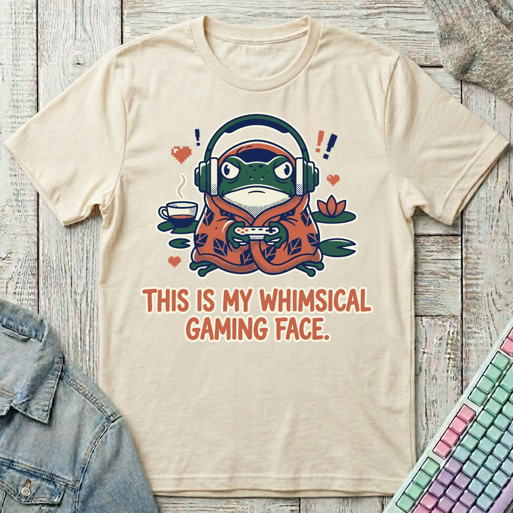 Whimsical Gaming Frog T-Shirt - Whimsical Gaming Frog_natural