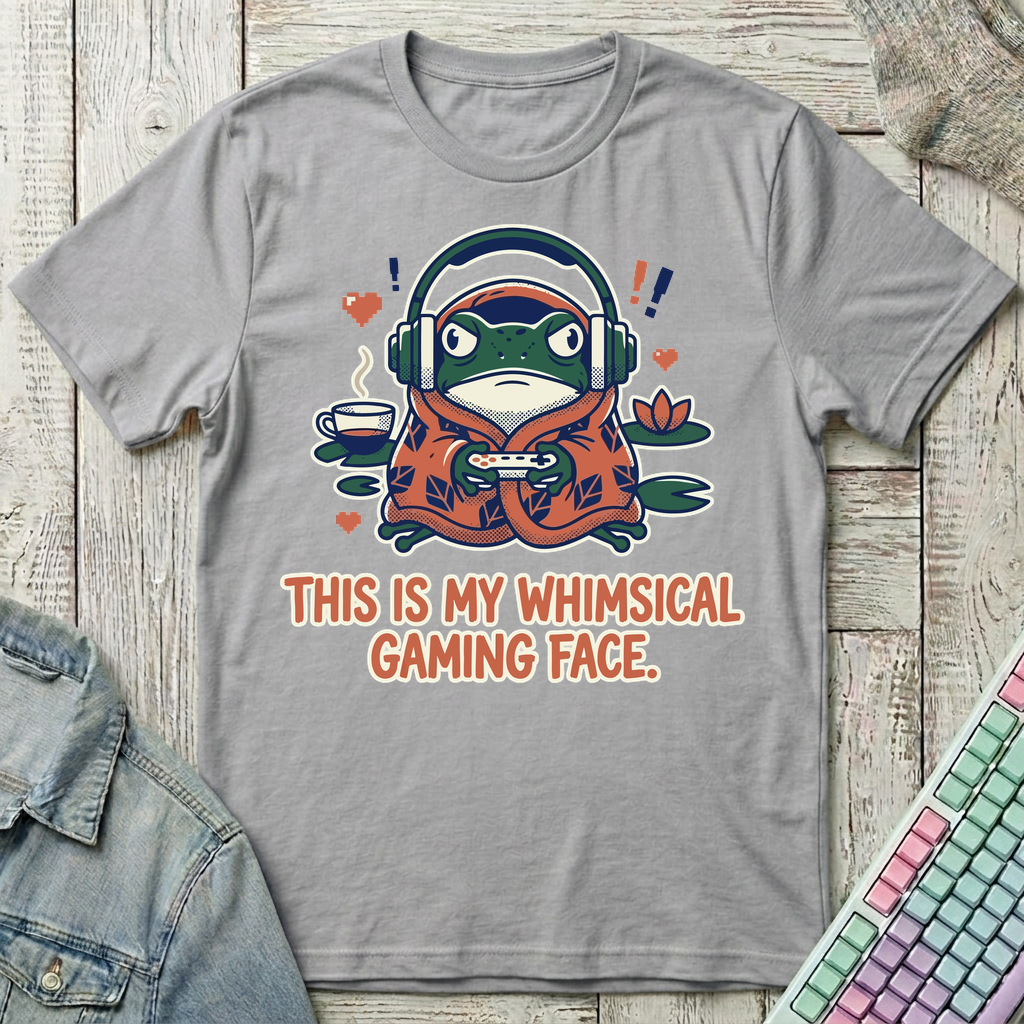 Whimsical Gaming Frog T-Shirt - Whimsical Gaming Frog_sport_grey
