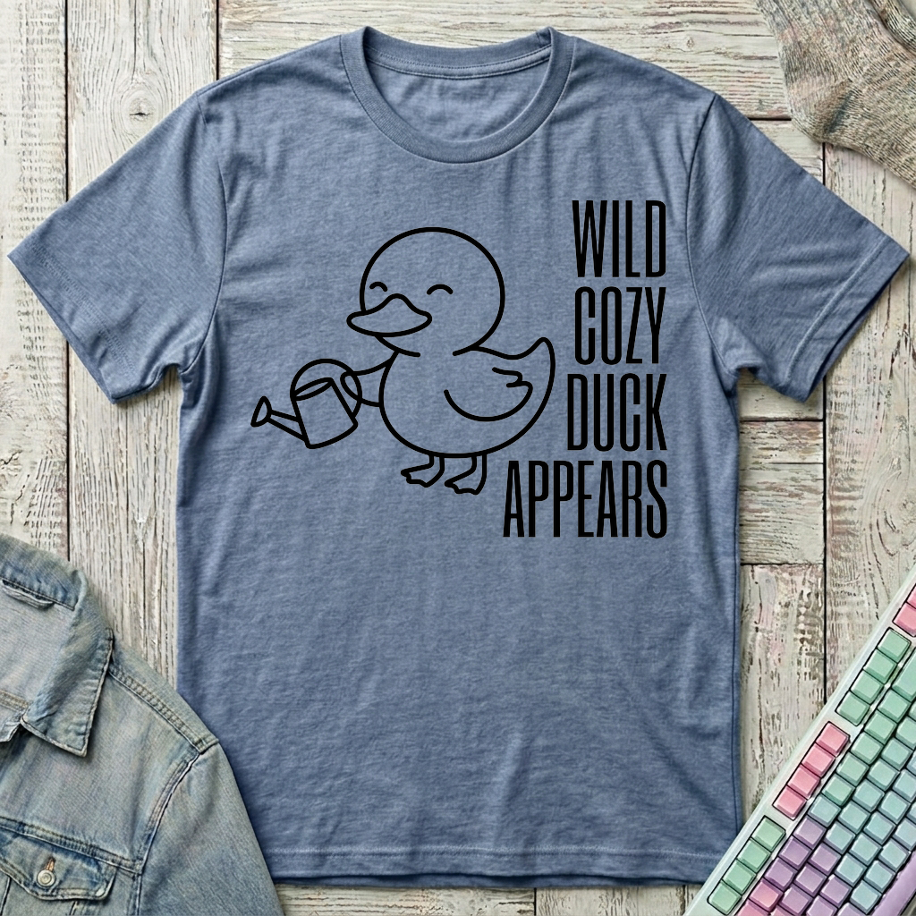 Wild Cozy Duck T-Shirt - Wild Cozy Duck_heather_indigo