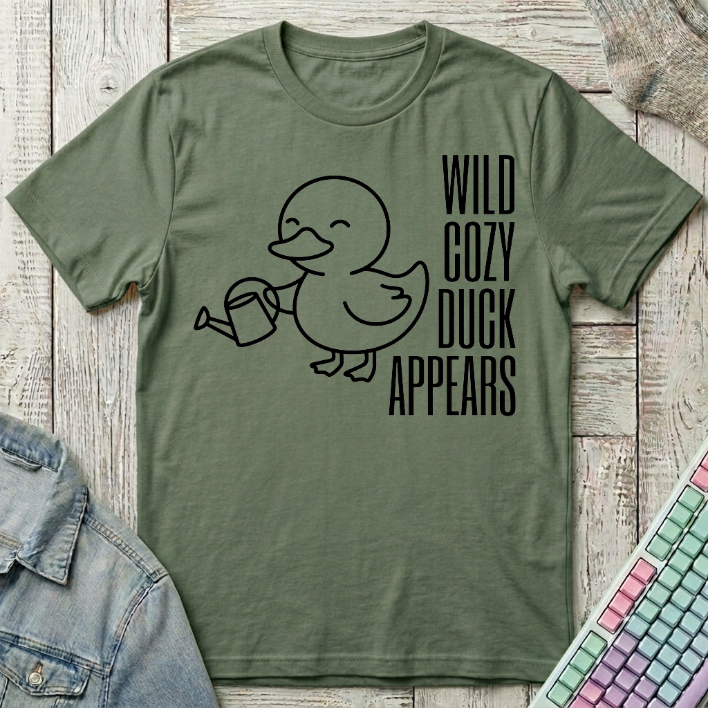 Wild Cozy Duck T-Shirt - Wild Cozy Duck_military_green