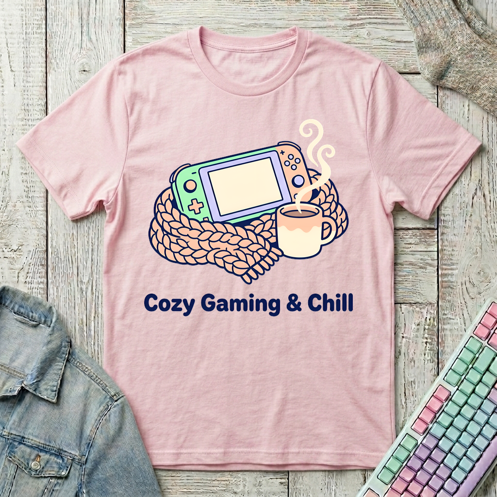 Wrapped Up & Gaming T-Shirt - Wrapped Up & Gaming_light_pink